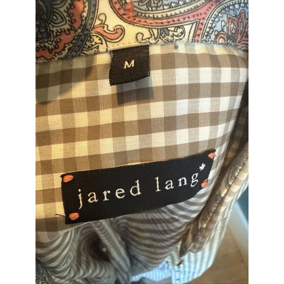 Jared Lang Madrird Gingham Paisley Button Down Medium - Picture 7 of 10